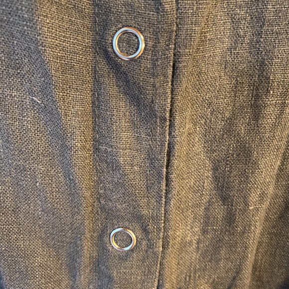 Conscious Clothing Black Linen Shirt Dress with Pockets and Snap Buttons - Picture 6 of 11